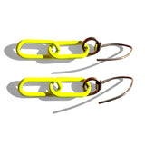 MPR x THE IMAGINARIUM: Neon Yellow Paperclip Chain Double Drop Earrings