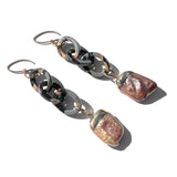 MPR x THE IMAGINARIUM: Triple Dangle Drop Grey Tortoise with Blush Pearl Earrings