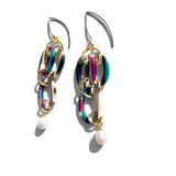 MPR x THE IMAGINARIUM: Maroon + Herringbone with White Pearl Double Drop Earrings