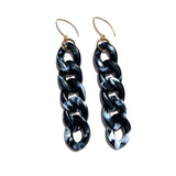 MPR x THE IMAGINARIUM: Black Marble Curb Chain Hook Earrings with Gold Hooks