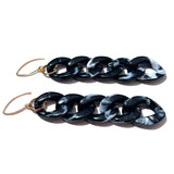 MPR x THE IMAGINARIUM: Black Marble Curb Chain Hook Earrings with Gold Hooks