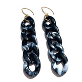 MPR x THE IMAGINARIUM: Black Marble Curb Chain Hook Earrings with Gold Hooks