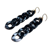 MPR x THE IMAGINARIUM: Black Marble Curb Chain Hook Earrings with Gold Hooks