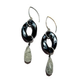 MPR x THE IMAGINARIUM: Black Marble+Single Drop with Tourmalinated Quartz and Silver Hooks