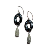 MPR x THE IMAGINARIUM: Black Marble+Single Drop with Tourmalinated Quartz and Silver Hooks