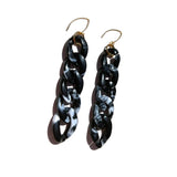 MPR x THE IMAGINARIUM: Black Marble Curb Chain Hook Earrings with Gold Hooks