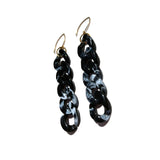 MPR x THE IMAGINARIUM: Black Marble Curb Chain Hook Earrings with Gold Hooks