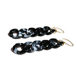 MPR x THE IMAGINARIUM: Black Marble Curb Chain Hook Earrings with Gold Hooks