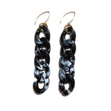 MPR x THE IMAGINARIUM: Black Marble Curb Chain Hook Earrings with Gold Hooks