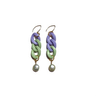 MPR x THE IMAGINARIUM: Curb Chain Pastel Mint Pearl Earrings