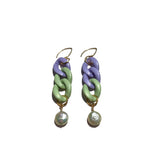 MPR x THE IMAGINARIUM: Curb Chain Pastel Mint Pearl Earrings