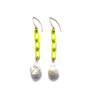 MPR x IMAGINARIUM: Neon Yellow Chain Link + Pearl Earrings