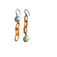 MPR x THE IMAGINARIUM: Orange Chain Link + Pearl Earrings