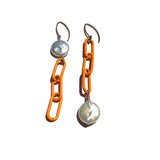 MPR x THE IMAGINARIUM: Orange Chain Link + Pearl Earrings