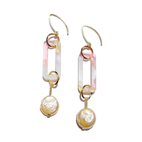 MPR x IMAGINARIUM: Peach Pearl + Roze Quartz Marble Earrings
