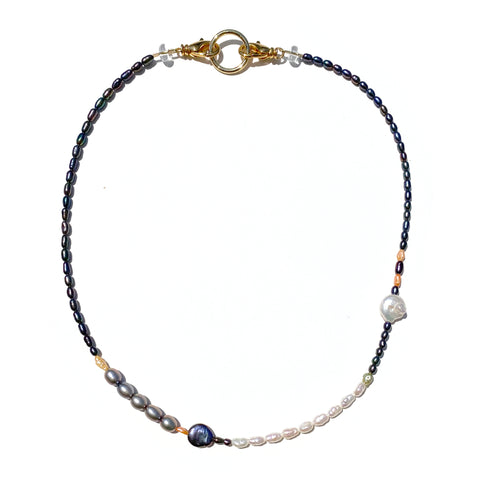 Sea Change Pearl Necklace- Peacock Colorblock