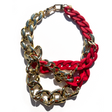 MPR x THE IMAGINARIUM: Mashup Mylar Balloon Chain Link Necklace #3 in Red+Gold