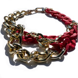 MPR x THE IMAGINARIUM: Mashup Mylar Balloon Chain Link Necklace #3 in Red+Gold