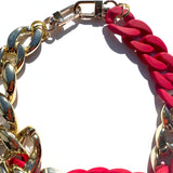 MPR x THE IMAGINARIUM: Mashup Mylar Balloon Chain Link Necklace #3 in Red+Gold