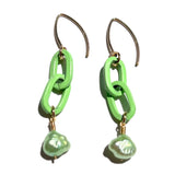 MPR x IMAGINARIUM: Green Chain Link + Pearl Earrings