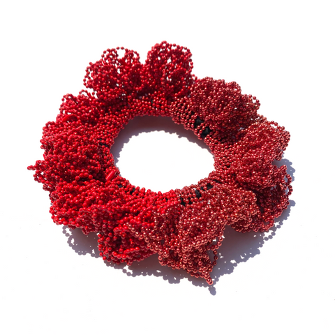 MPR x THE IMAGINARIUM: Red Colorblock Chain Scrunchy Bracelet