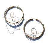 Sine Wave Hoops in Yellow Gold+FineSilver