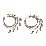 Spring Hoops (Medium) Posts- Metal Pearls with Gold