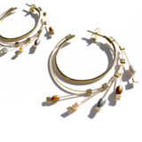 Spring Hoops (Medium) Posts- Metal Pearls with Gold