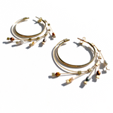 Spring Hoops (Medium) Posts- Metal Pearls with Gold