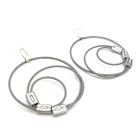 MPR Maxi Cable Collection: Swirl Hook Earrings (Large) in Steel