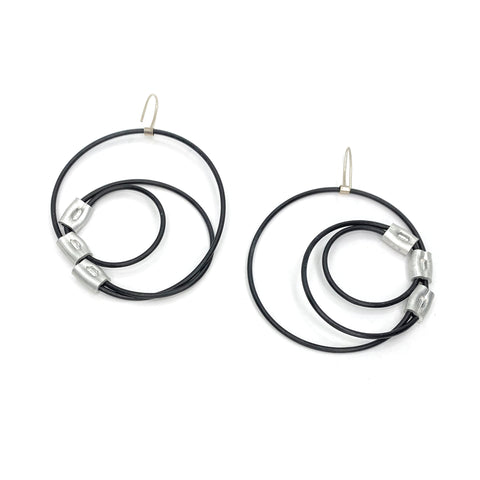 MPR Maxi Cable Collection: Swirl Hook Earrings (Large) in Black