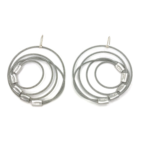 MPR Maxi Cable Collection: Swirl Hook Earrings (X-Large) in Steel