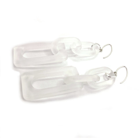 MPR x THE IMAGINARIUM: The Ice Storm Hook Earrings Clear Opaque with Silver