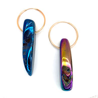 Titanium Quartz Oblong and Small Rose Gold Hoops