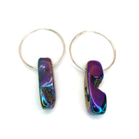 Titanium Quartz Oblong and Large Silver Hoops