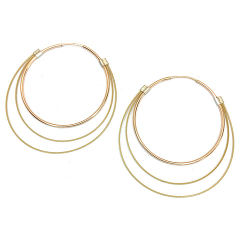 Trip Hoops (Large) in Rose Gold and Yellow Gold