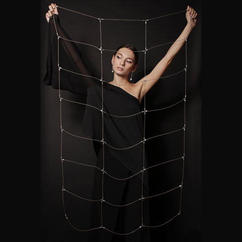 MPR Maxi Cable Collection: Gridded Cape in Steel