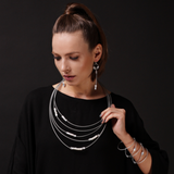 MPR Maxi Cable Collection: Cinq Mobius Necklace in Steel with Freshwater Pearls