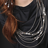 MPR Maxi Cable Collection: Orbital Swirl Necklace in Steel with Freshwater Pearls