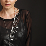 MPR Maxi Cable Collection: Pearl Lariat Necklace in Steel with Freshwater Pearls